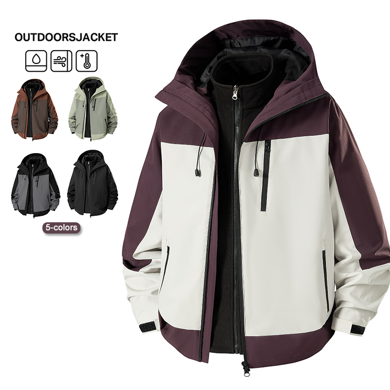 Outdoor Sport Windbreaker - 3-in-1 Splicing Mens Hiking Jackets Windproof