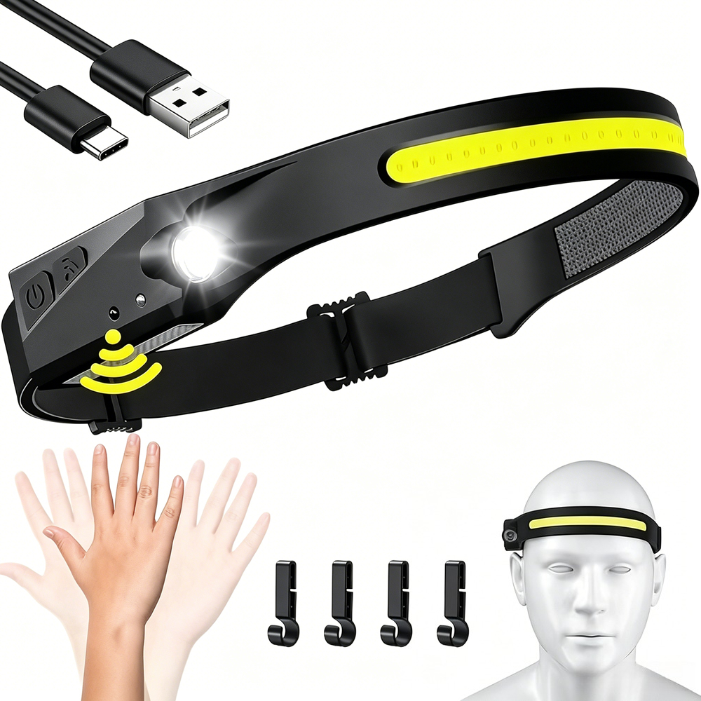 Outdoor Sport Lights - Sensor Headlamp LED Head Flashlight Rechargeable