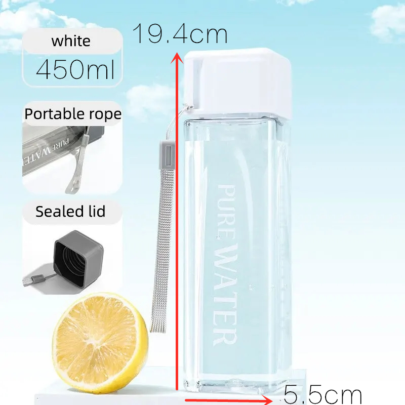 450ml,1 Pcs Clear Square Drink – Outdoor Sport Glass Water Bottle Bewertung und Preis